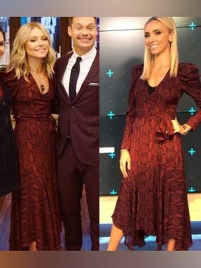 A.L.C. Long-Sleeve Burgundy Wrap Maxi Dress Kelly Ripa